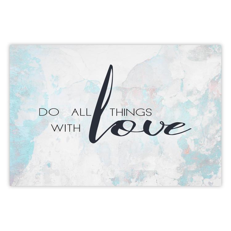 Poster Do All Things with Love - motivational English quote and bright background