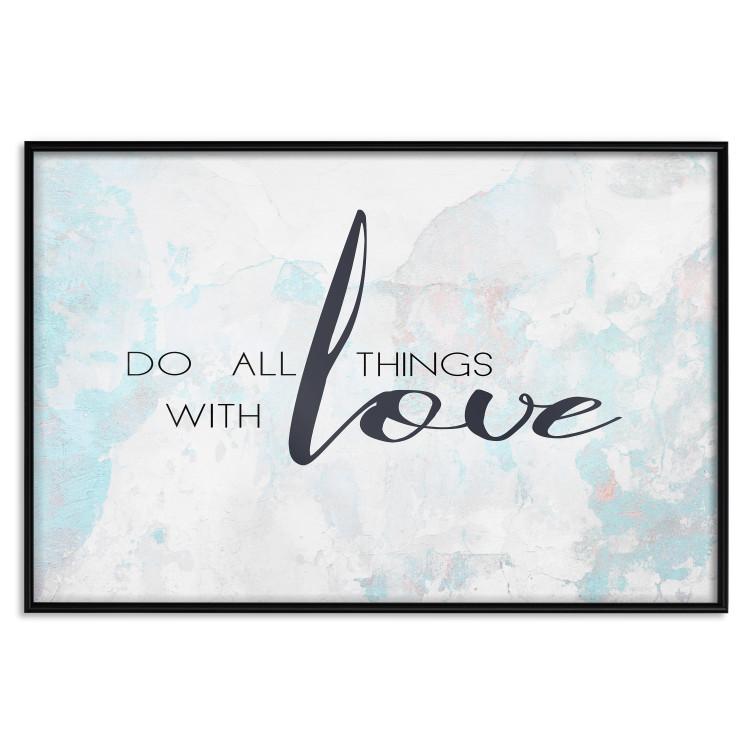 Poster Do All Things with Love - motivational English quote and bright background