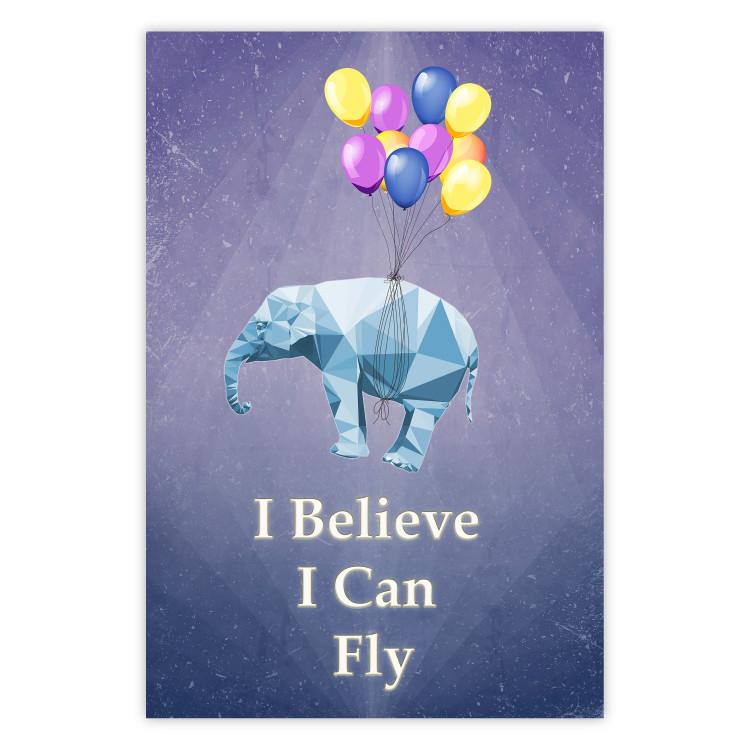 Poster Flying Elephant - composition with an animal and English texts