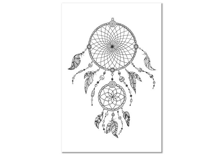 Canvas Print For bedtime - black and white graphics depicting a dream catcher