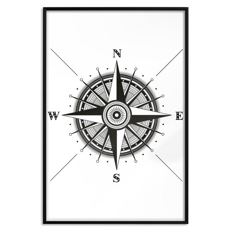 Poster Compass - black and white composition with Scandinavian-style text