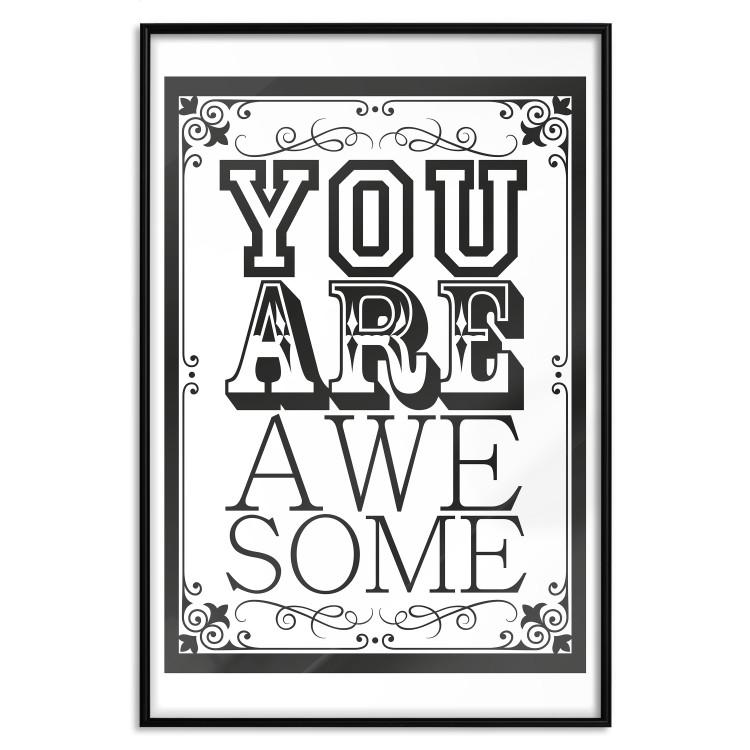 Poster You Are Awesome - black and white text on an ornamented background