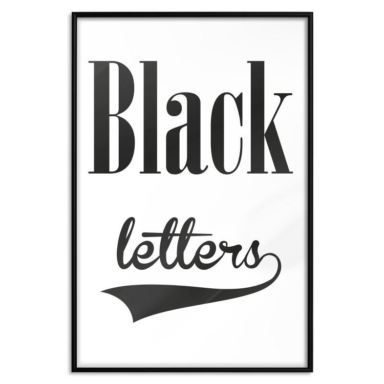 Poster Black Letters - black and white composition with texts on a solid background
