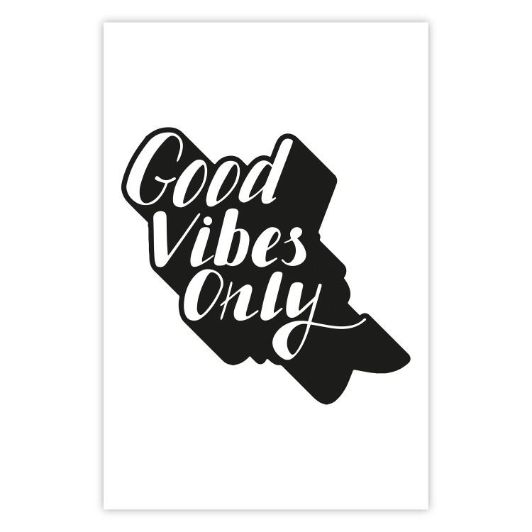 Poster Positive Vibrations - solid background and black and white English texts