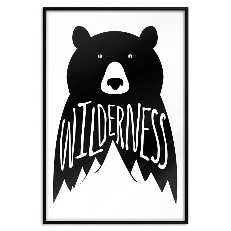 Poster Wilderness - black and white composition with animal motif and texts