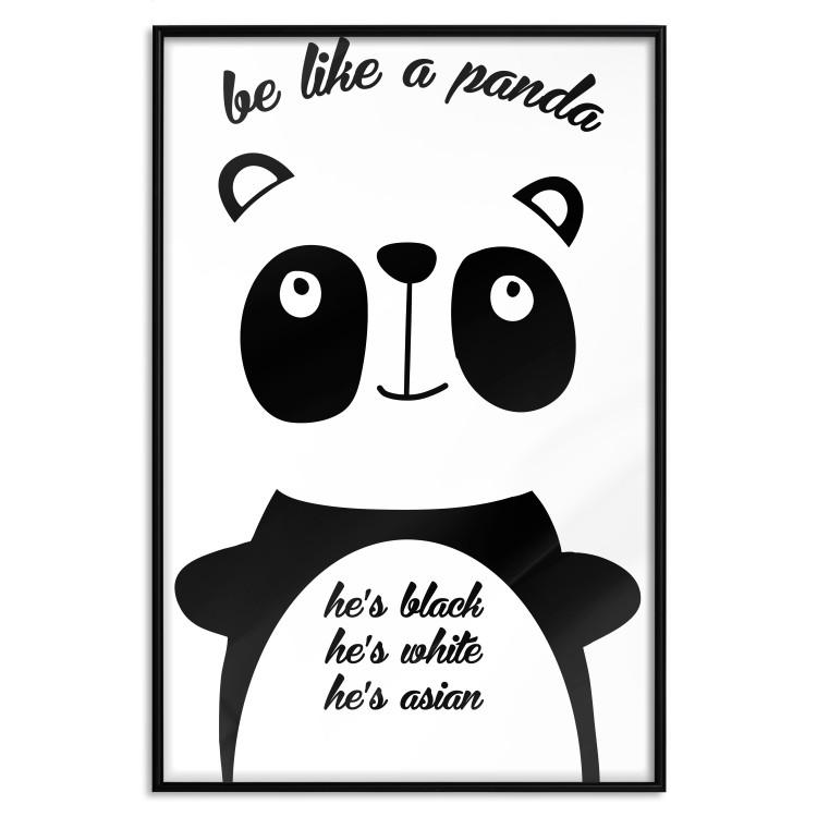 Poster Be Like a Panda - black and white composition with an animal and texts