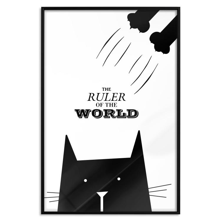 Poster The ruler of the world - black and white composition with a cat and texts