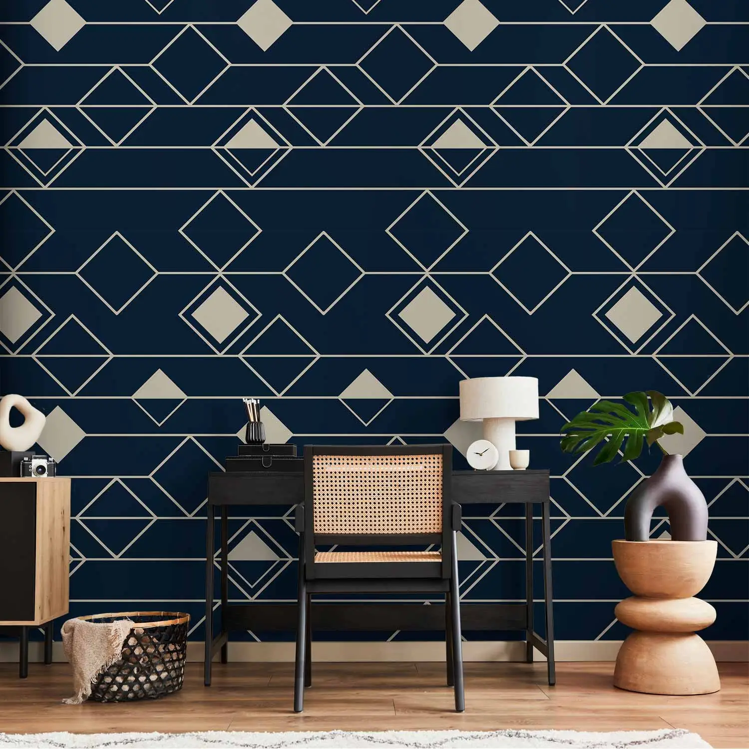 navy patterned wallpaper uk