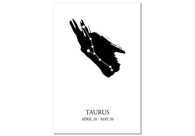 Canvas Print Zodiac Sign Taurus (1-Piece) - Black and White Graphic Design