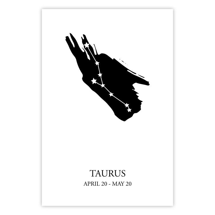 Poster Zodiac signs: Taurus - background with English texts and star constellation