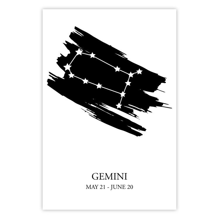 Poster Zodiac signs: Gemini - black and white star constellation on white