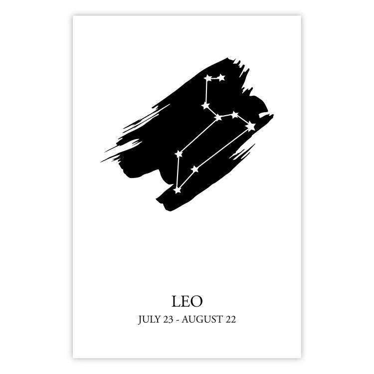 Poster Zodiac signs: Leo - composition with star constellation in black and white