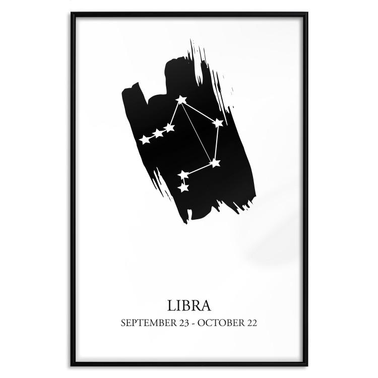 Poster Zodiac signs: Libra - black and white composition with stars and texts