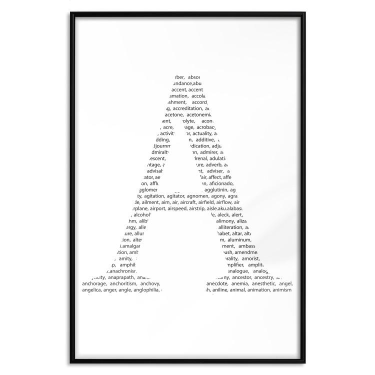 Poster Letter A - composition with texts forming the first letter of the alphabet
