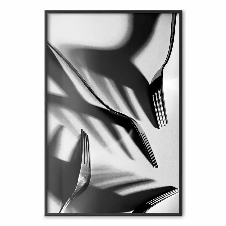 Four forks - black and white composition with retro-style cutlery