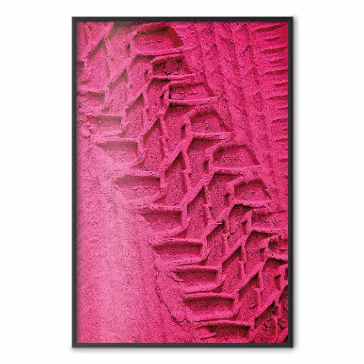 Tire track - pink background with a car wheel imprint