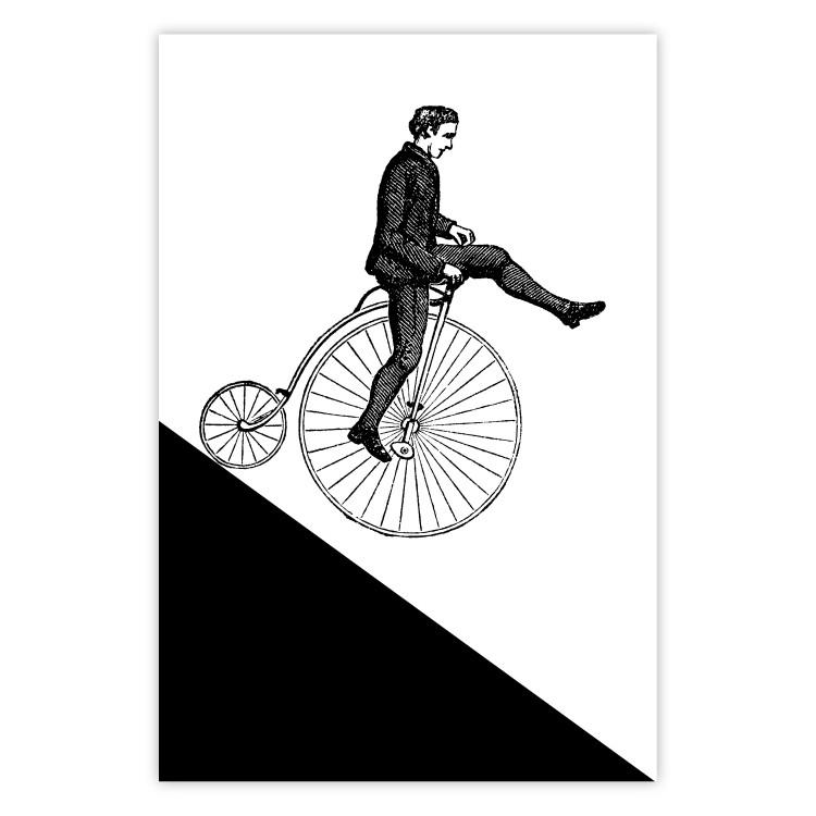 Poster Cyclist - black and white composition with a man on a unicycle
