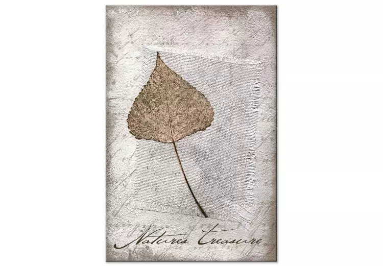 Canvas Print Leaf in Rustic Frame (1-part) - Nature on Textured Background
