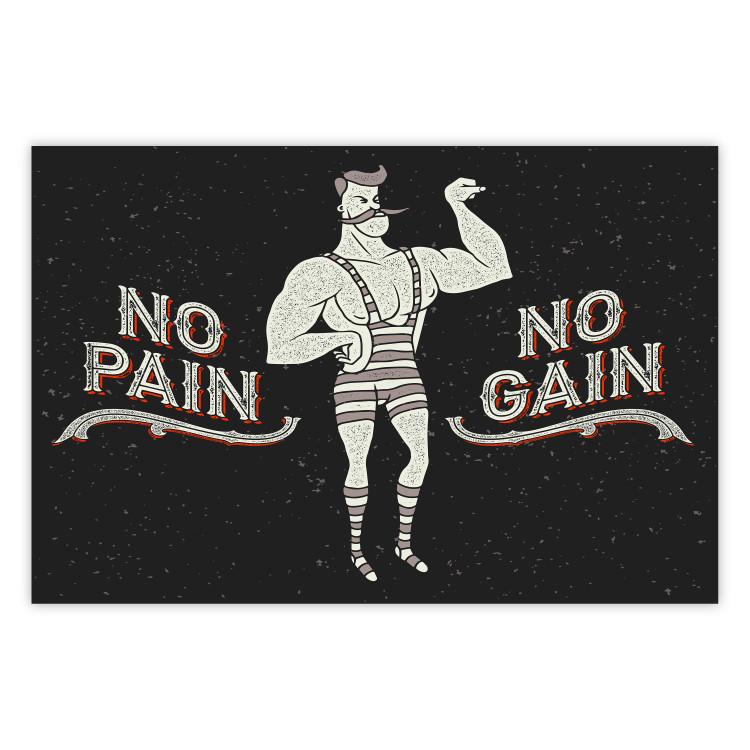Poster No pain no gain - motivational background with a man and English texts