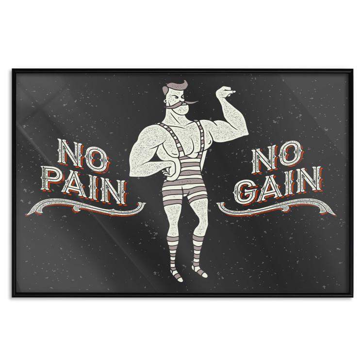 Poster No pain no gain - motivational background with a man and English texts