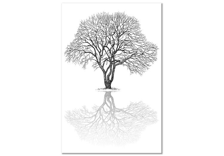 Canvas Print Masterpiece of Nature (1-part) - Reflection of Tree in Black and White Landscape