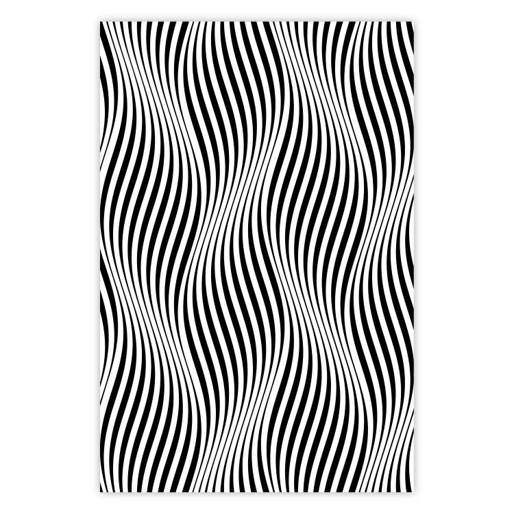 Poster Optical art - black and white composition with waves creating a 3D illusion