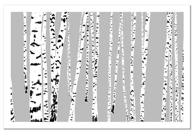 Canvas Print Black and White Birch Forest (1-part) - Landscape of Trees in Gray Background
