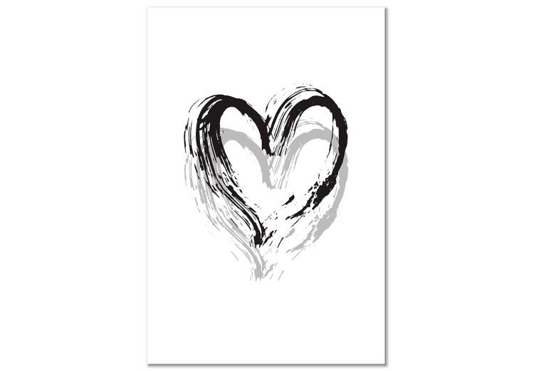 Canvas Print Heart in Two Shades (1-part) - Black and White Symbol of Love