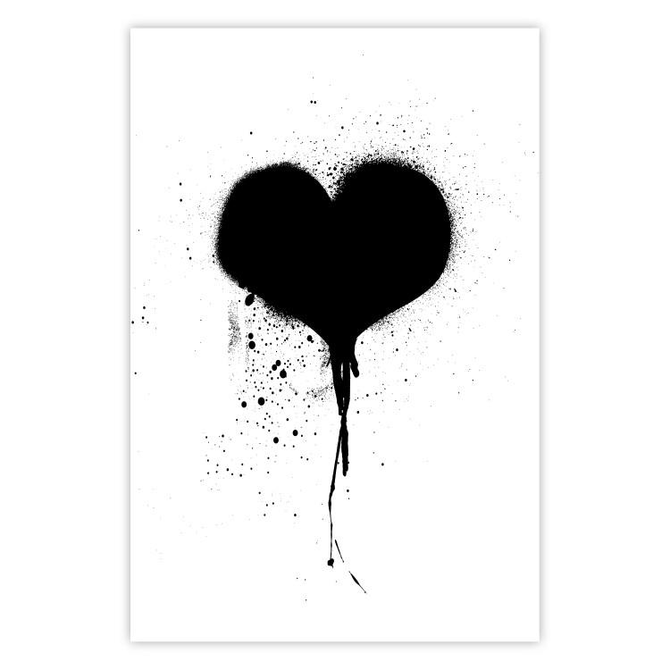 Poster Broken heart - simple black and white composition with a love symbol
