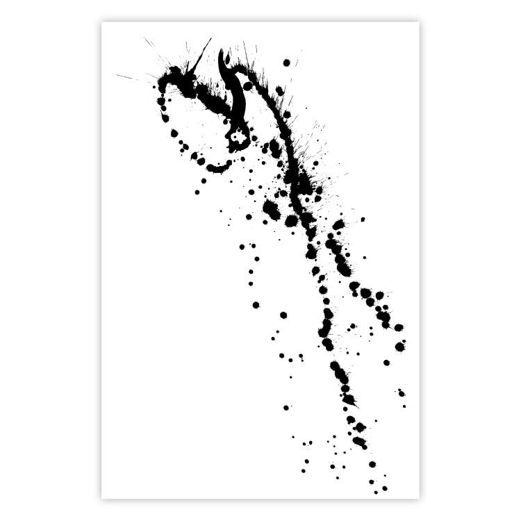 Poster Black splatter - black and white minimalist composition with splashes