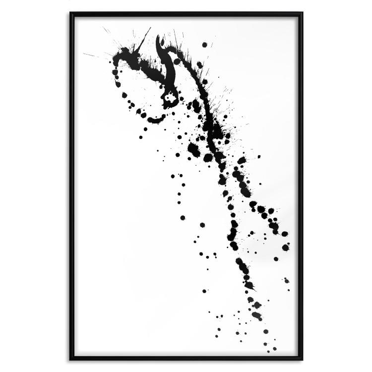 Poster Black splatter - black and white minimalist composition with splashes