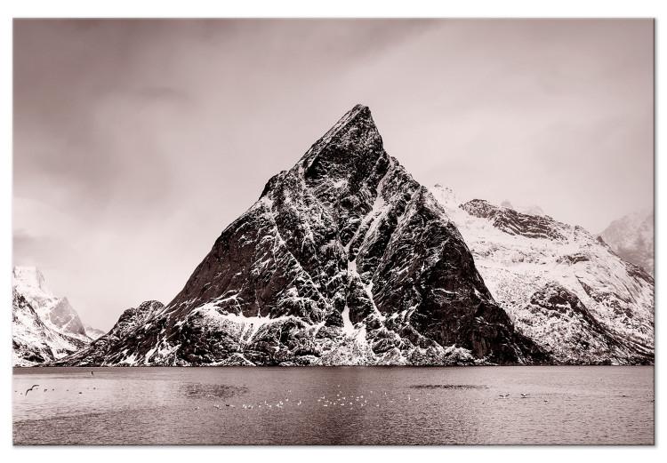 Canvas Print Inaccessible mountain - a photograph of a snow-capped peak in water