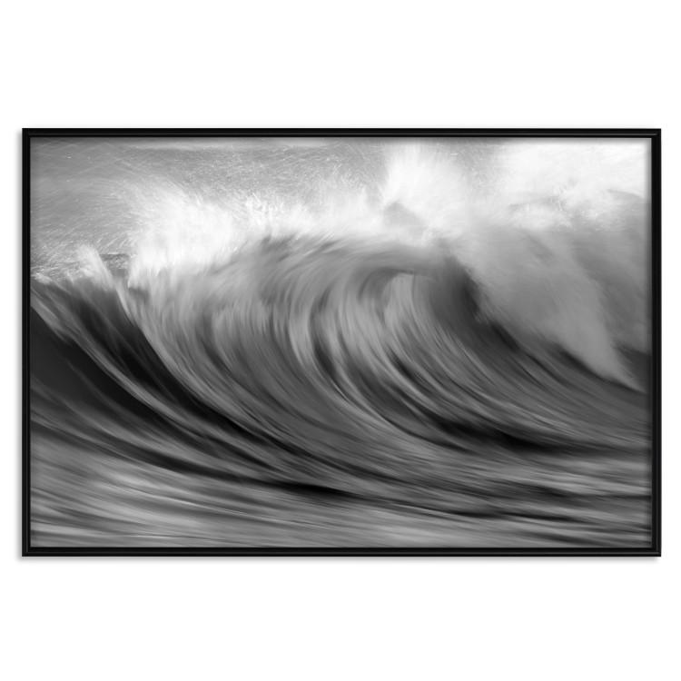 Poster Surfer's Paradise - black and white landscape of a turbulent sea wave