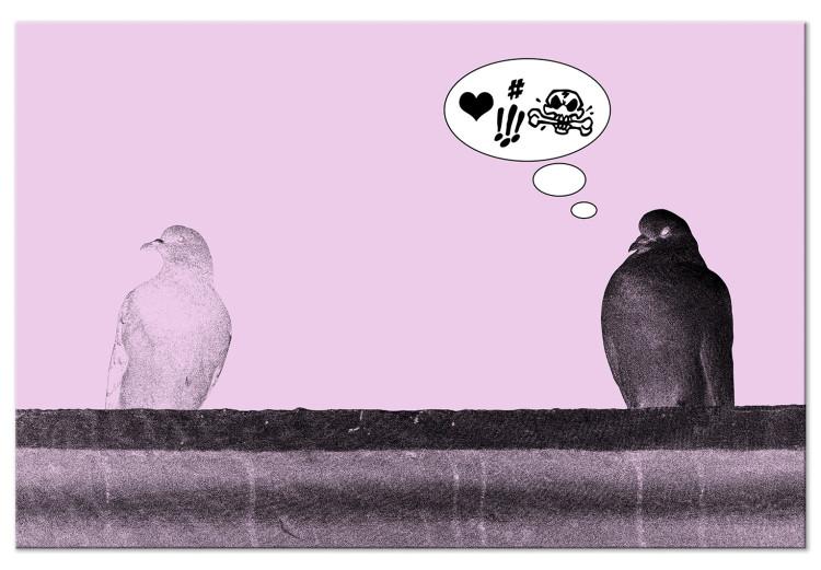 Canvas Print Bird's Message (1-part) - Animal Dialogue in Banksy's Style