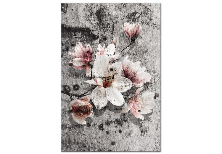 Canvas Print Flowers in Grayscale (1-part) - Magnolias in Rustic Light