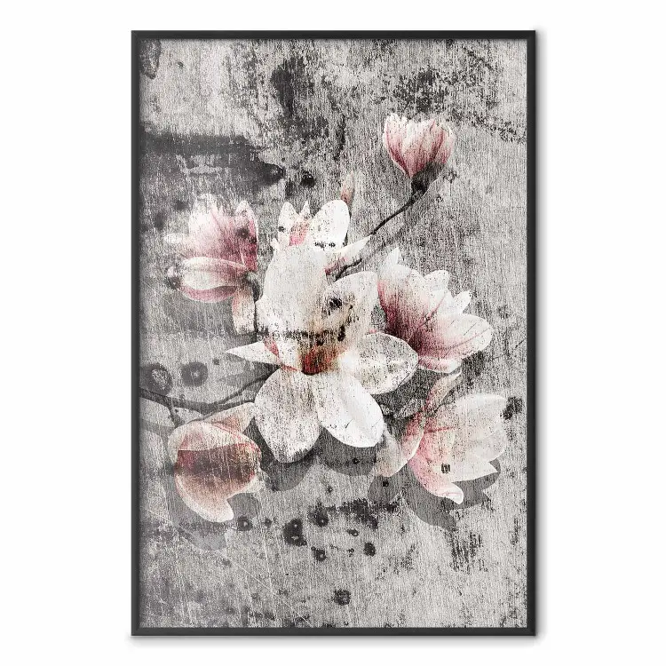 Magnolias - composition with a textured surface with light pink flowers