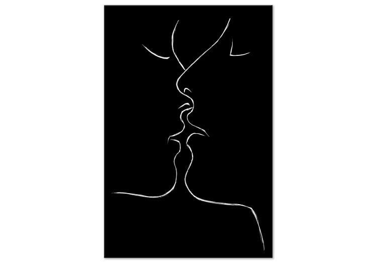 Canvas Print In the Line of Love (1-part) - Kiss of Couple in Black and White Motif