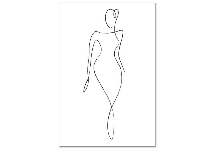 Canvas Print Shape of a Woman's Silhouette (1-part) - Black and White Outline of a Figure