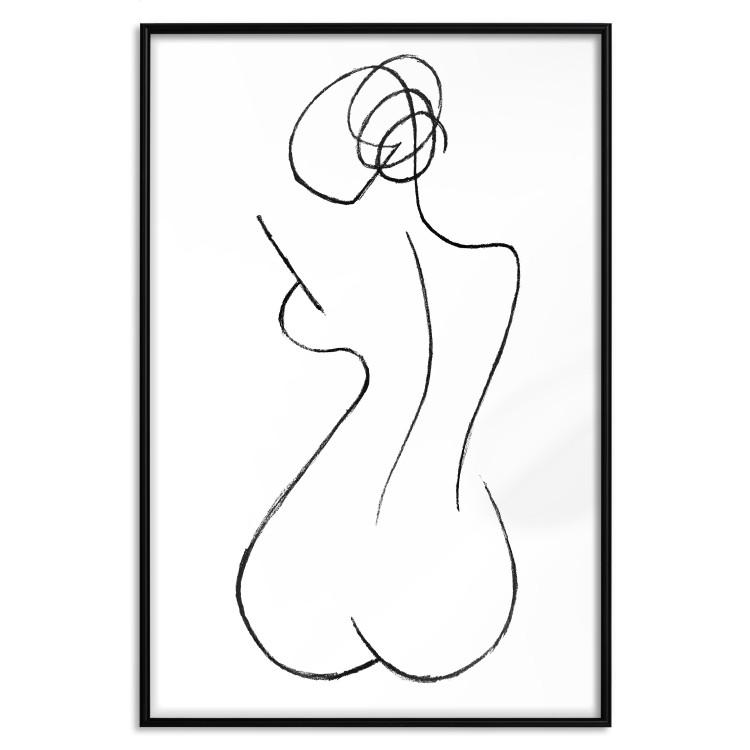 Poster Female Shapes - minimalist black and white line art with a woman