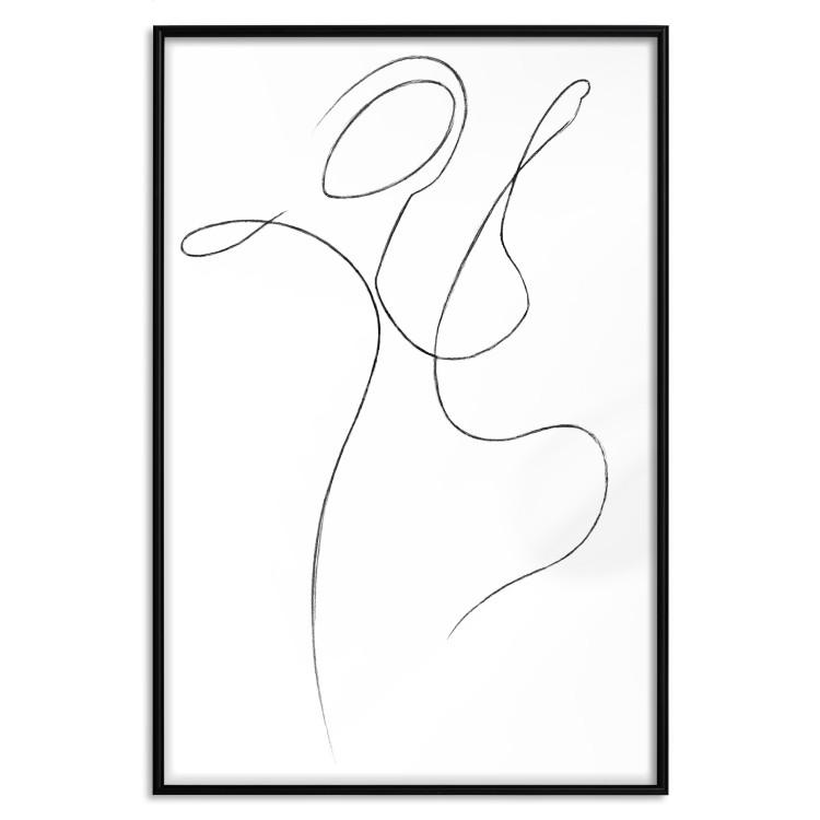 Poster Dance - black and white delicate line art with the outline of a human silhouette