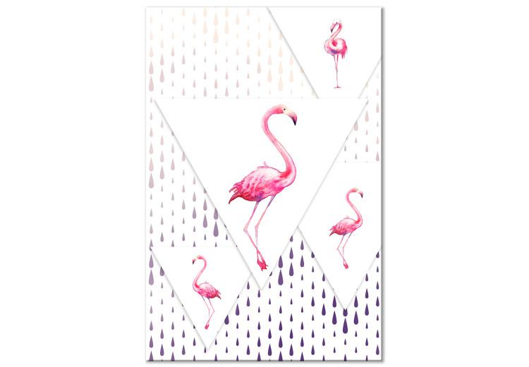 Canvas Print Proud Flamingos (1-part) - Birds in Geometric World of Triangles