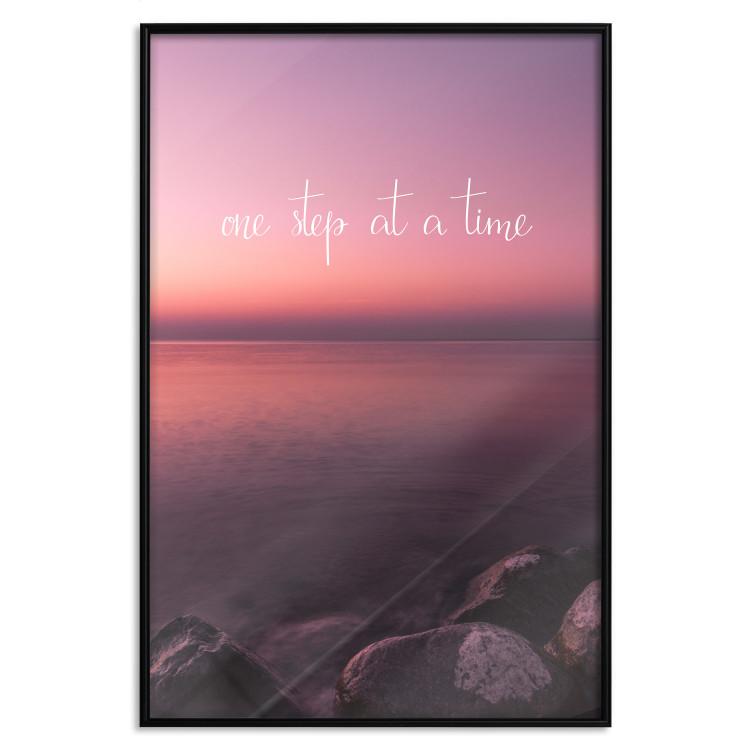 Poster One step at a time - English texts on a seascape background