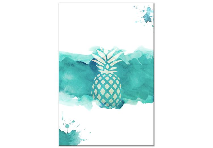 Canvas Print Fruit of art - pineapple on a blue, watercolour background