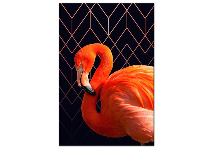 Canvas Print Expressive Bird (1-part) - Flamingo Against Geometric Figures