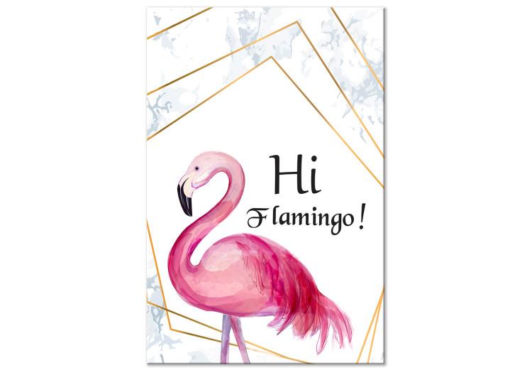 Canvas Print Rose in Geometric Frame (1-part) - Flamingo Against a Sign