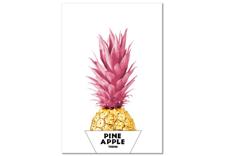 Canvas Print Stylish pineapple - artwork with golden-pink fruit in a white box