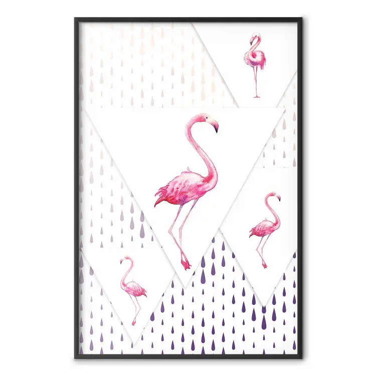 Poster Flamingo Family - geometric composition with pink birds and ...