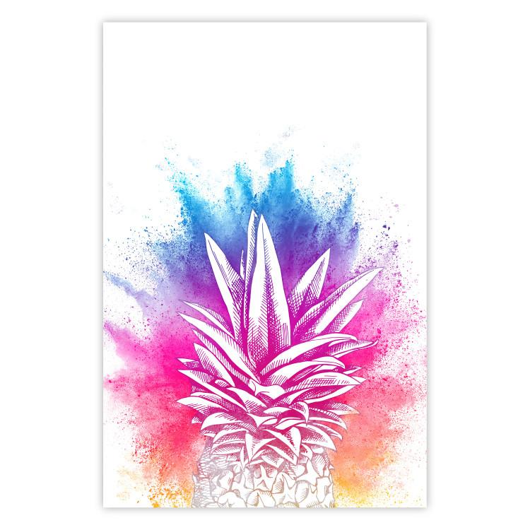 Poster Colorful Pineapple - composition with a tropical fruit on an explosion of colors background