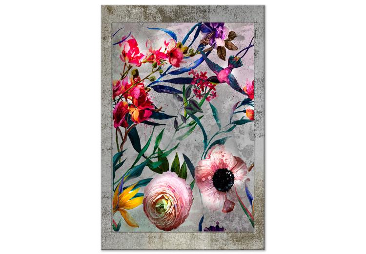 Canvas Print Colorful Flora (1-part) - Flowers in Retro Natural Space