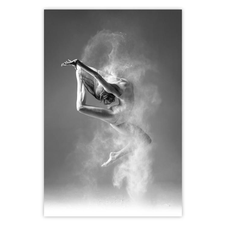 Poster Playful Ballerina - black and white composition with a dancing ballet woman